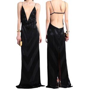 NWT Casablanca Black Silk Devoré Evening, Formal Dress - US8/UK12/FR40